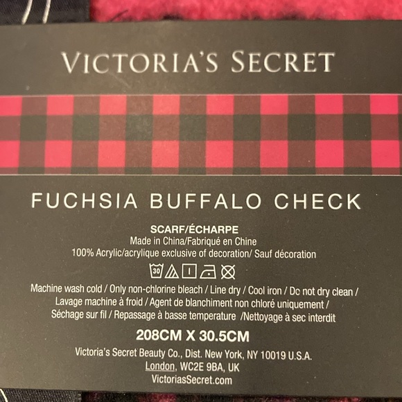 NWT Victoria’s Secret Fuchsia Buffalo Check Scarf - Winter Angel Collection - Picture 11 of 13